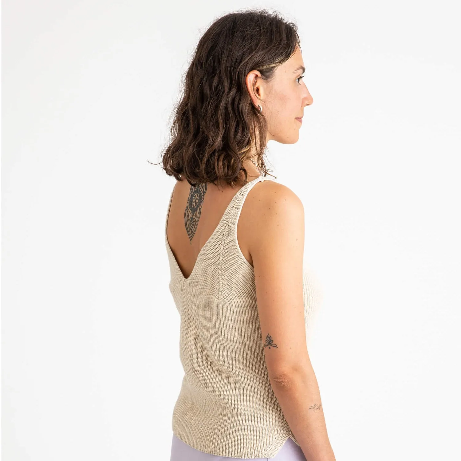 Womens Cotton Knit Top - Oyster