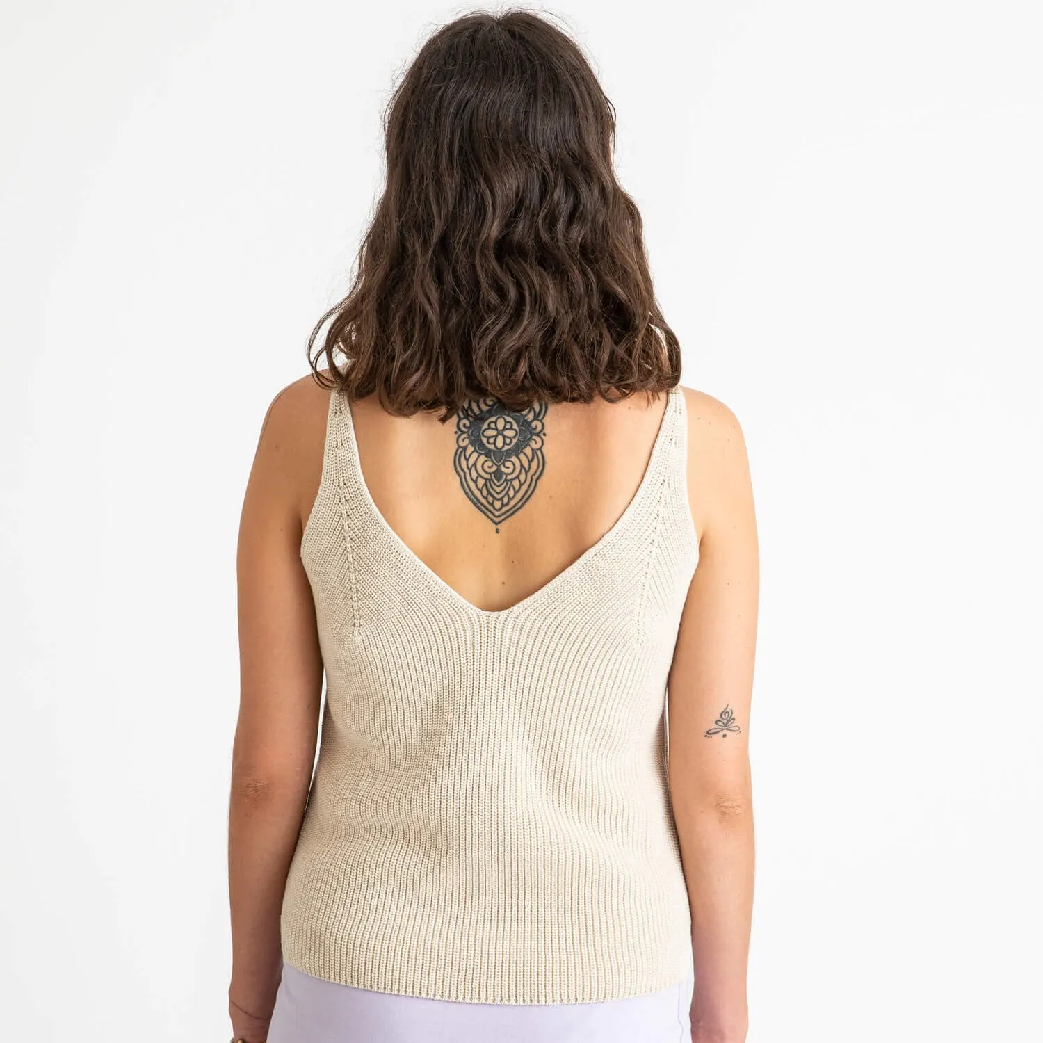 Womens Cotton Knit Top - Oyster