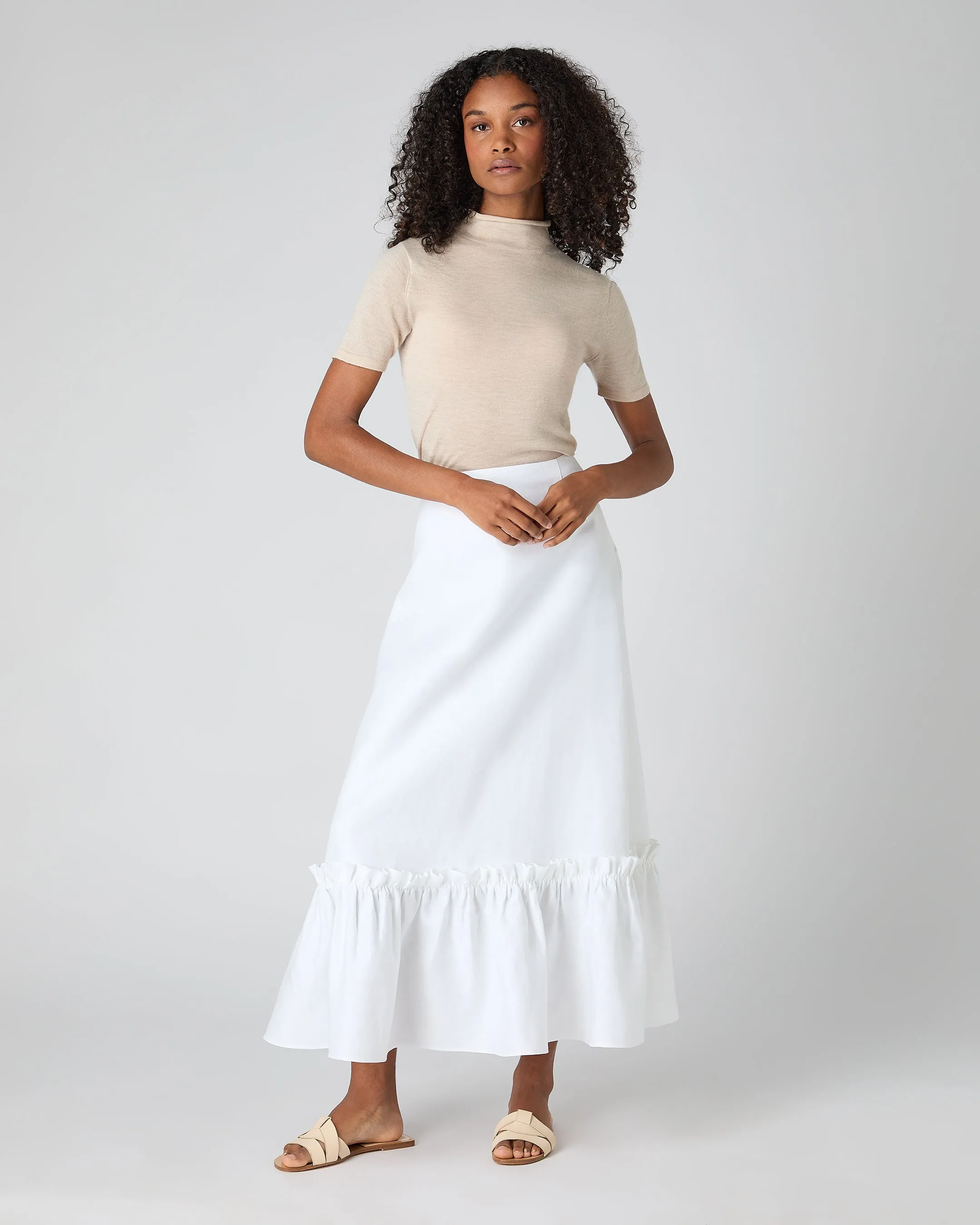 Women's Sofia Ruffle Linen Skirt White