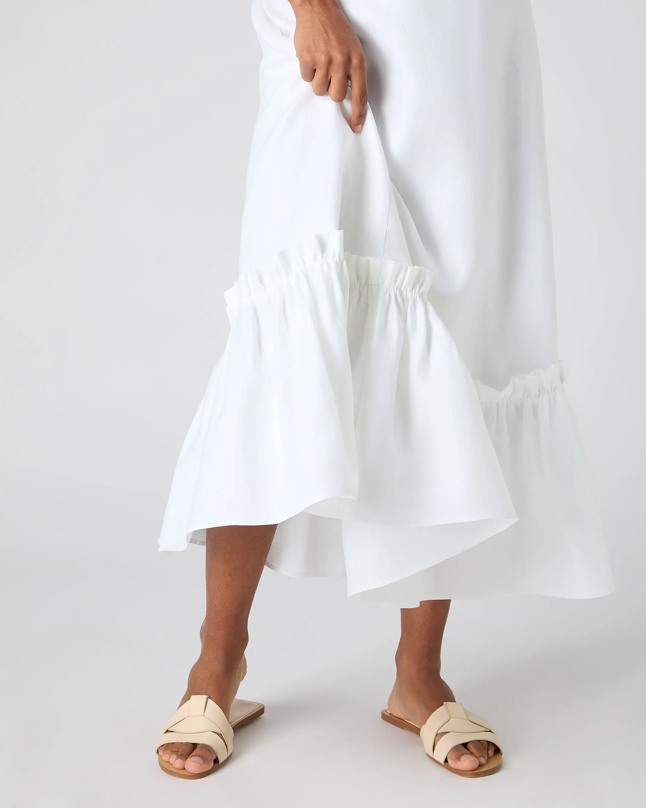 Women's Sofia Ruffle Linen Skirt White