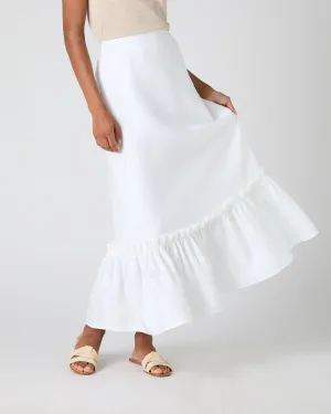 Women's Sofia Ruffle Linen Skirt White