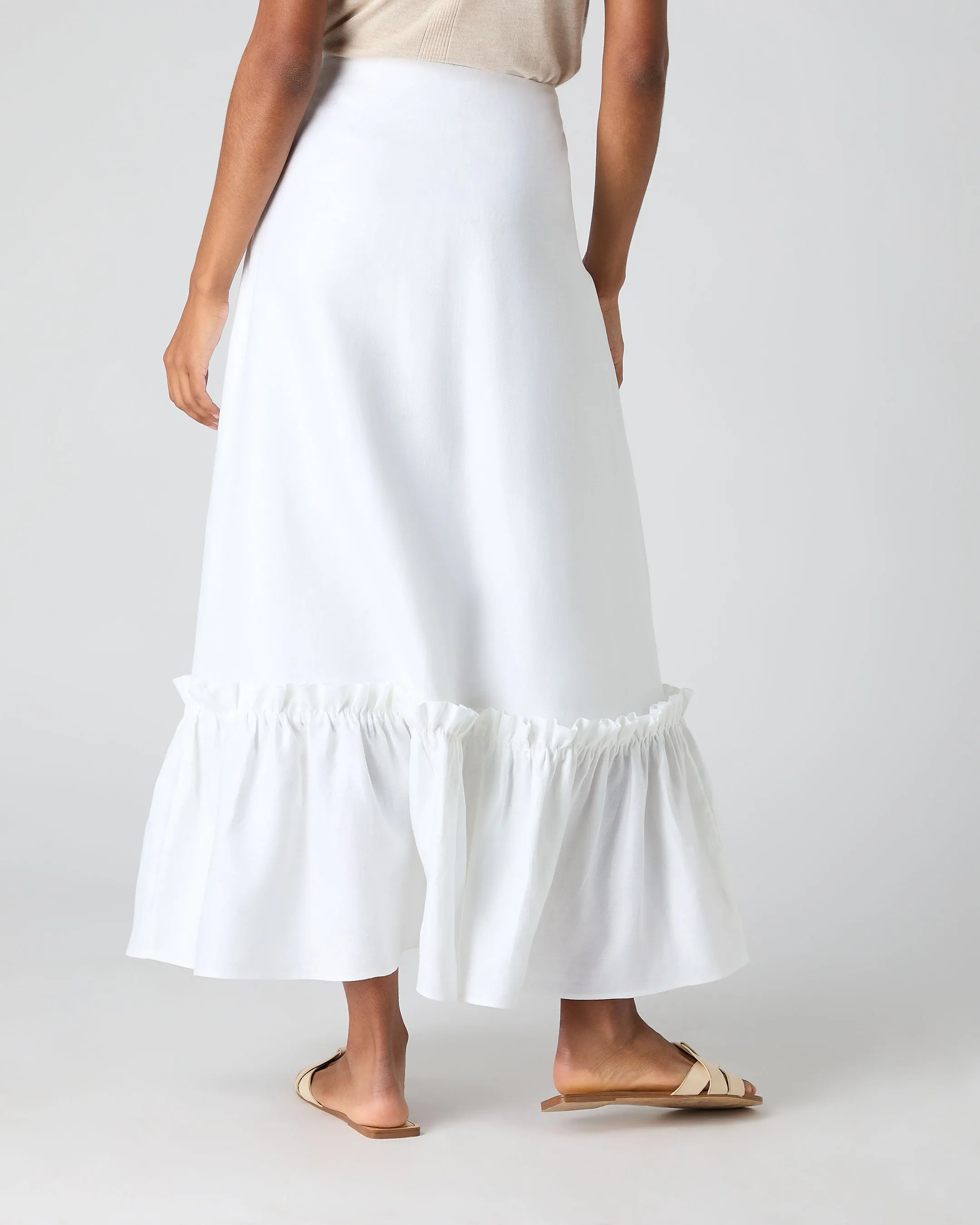 Women's Sofia Ruffle Linen Skirt White